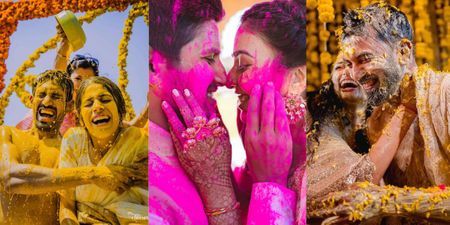 Trending Wedding Fun: The Irresistible Charm of Combined Haldis with Bride and Groom